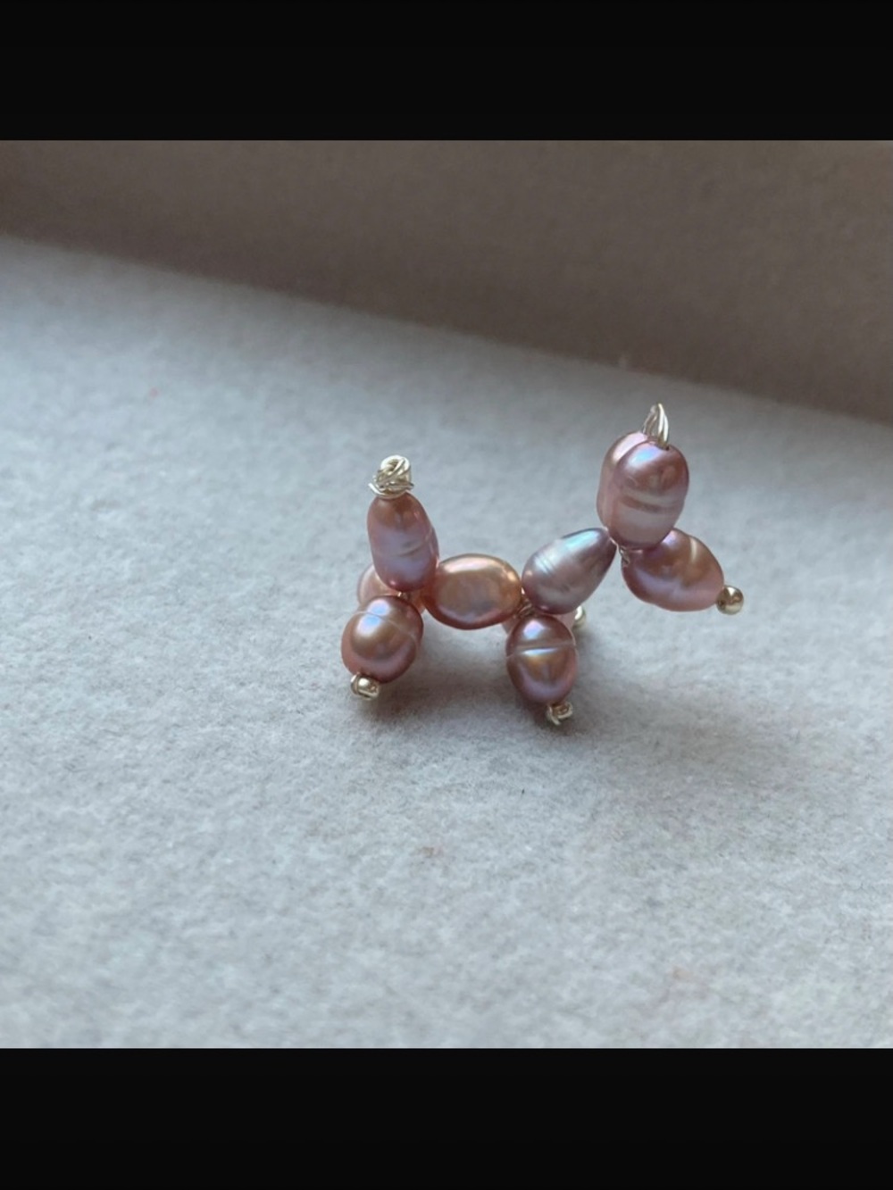 Pink Pearl Balloon Dog  Charm/ pendant
